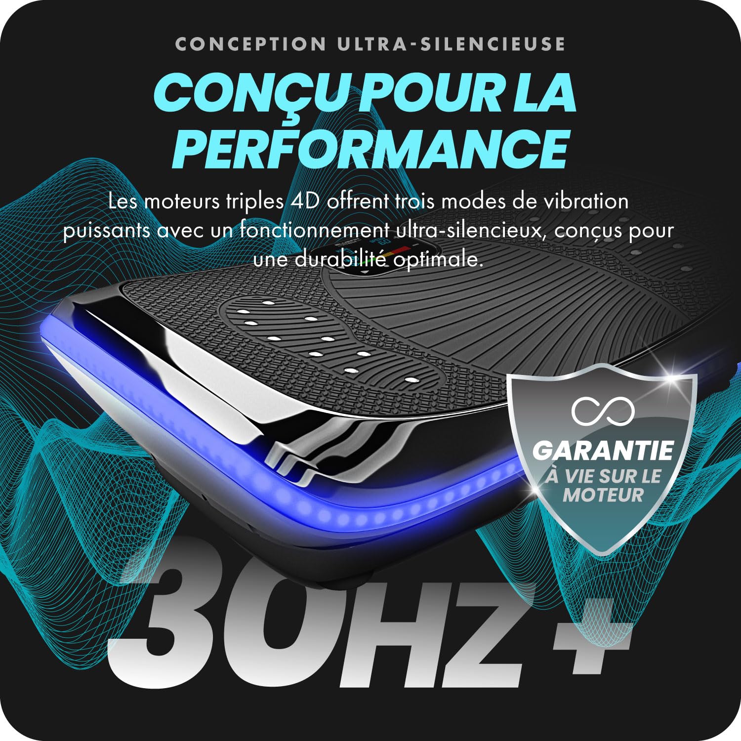Bluefin Fitness Plateforme Vibrante Oscillante 4D Triples Moteurs Silencieux