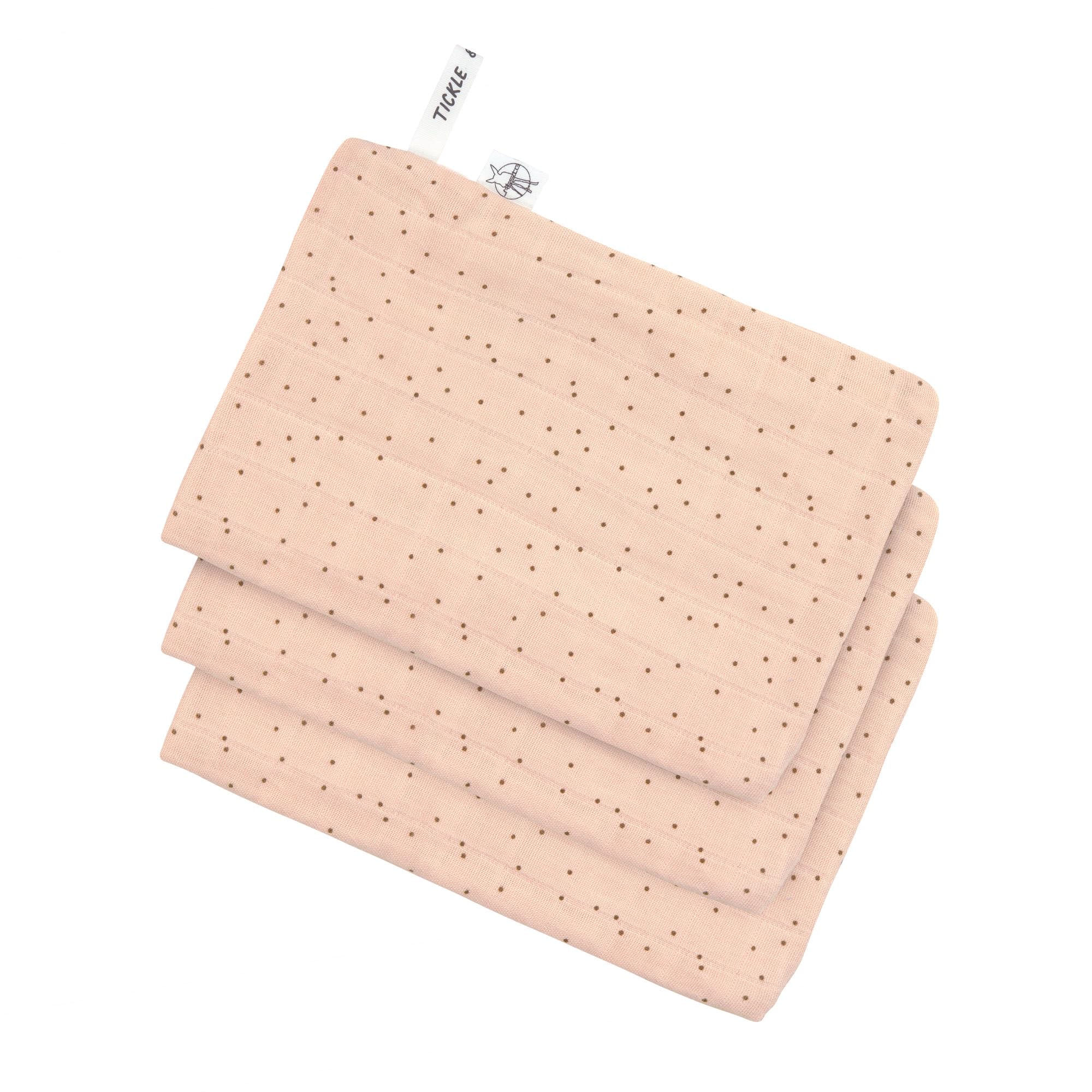 LÄSSIG Bébé Mousseline Gant de toilette Set 3 pcs/Muslin Wash Glove Set 3 pcs Dots peach rose