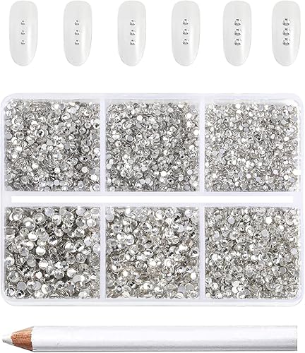 Miniatura 6 de Beadsland Gemas de diamantes de imitación de cristal AB con parte trasera plana, diamantes de imitación redondos para manualidades, mezcla de 6