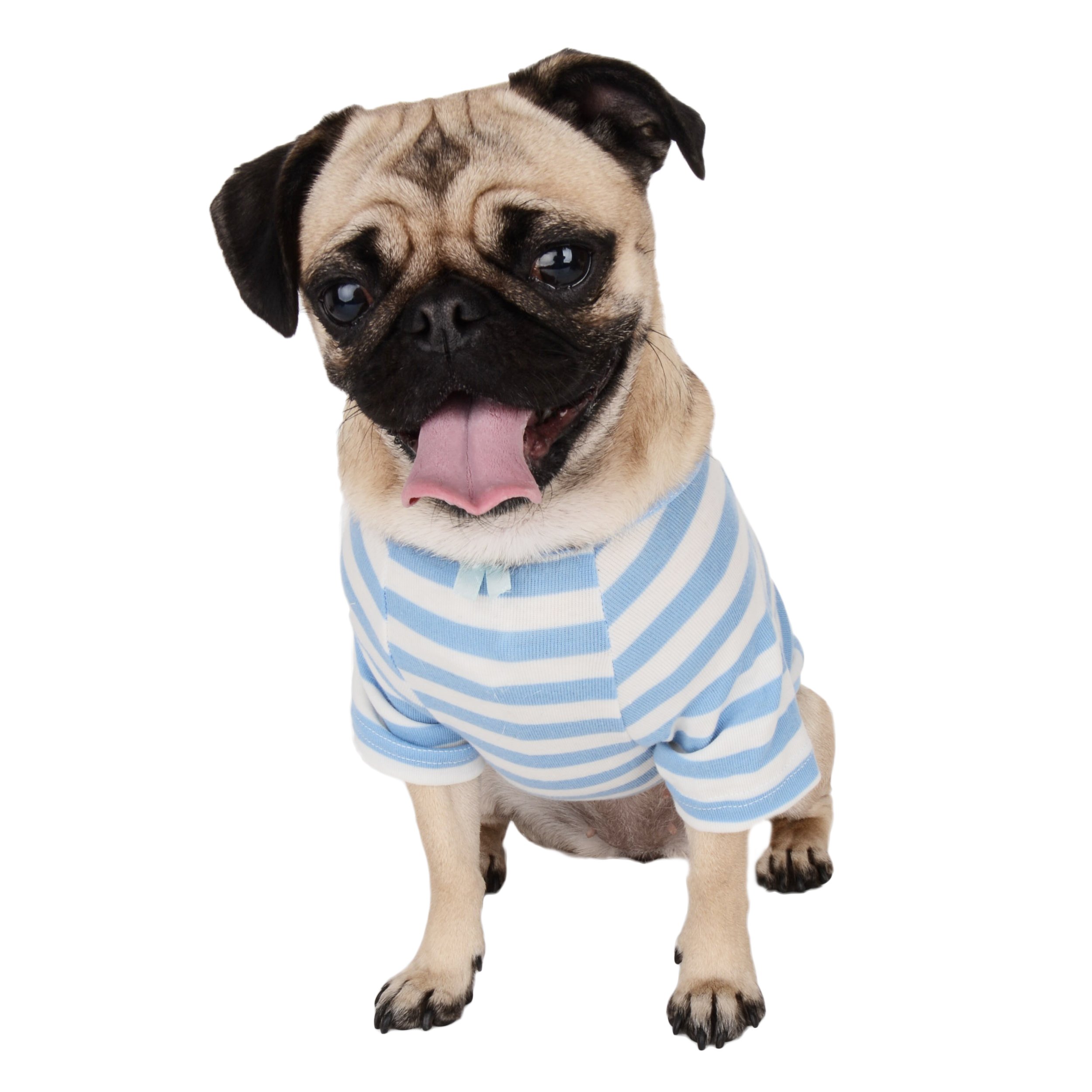 CueCue Pet Cozy Striped Pet Shirt, Small, Blue/White