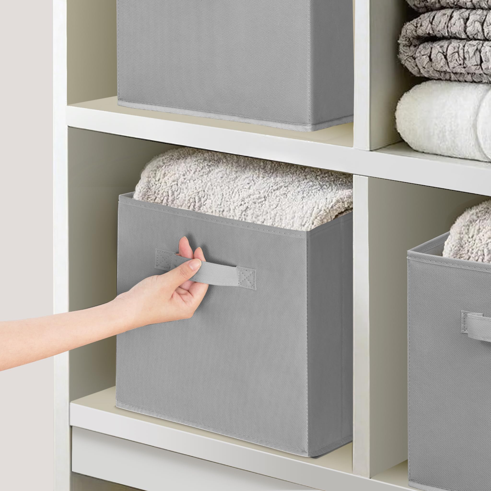 27,9 x 27,9 cm große Aufbewahrungskörbe, Stoff, faltbare Aufbewahrungsbox, zusammenklappbarer Schrank-Organizer für Kleidung, Decken, Büro, Schlafzimmer, Wohnzimmer, Regal, Schrank