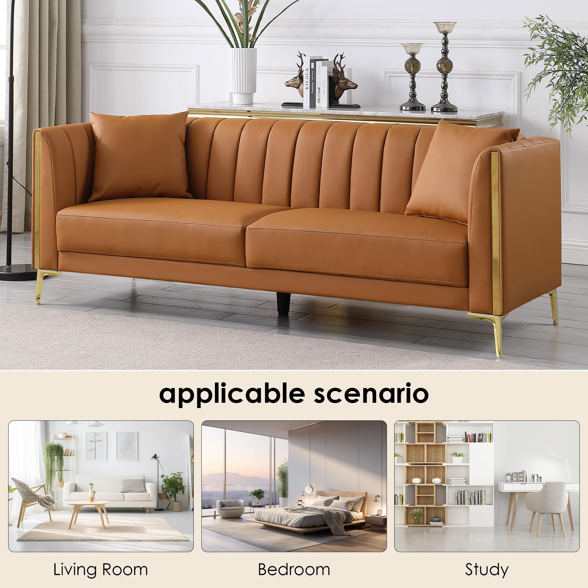 Amazon.com: FOTOSOK 78'' Sofa, Modern Leather Couches for