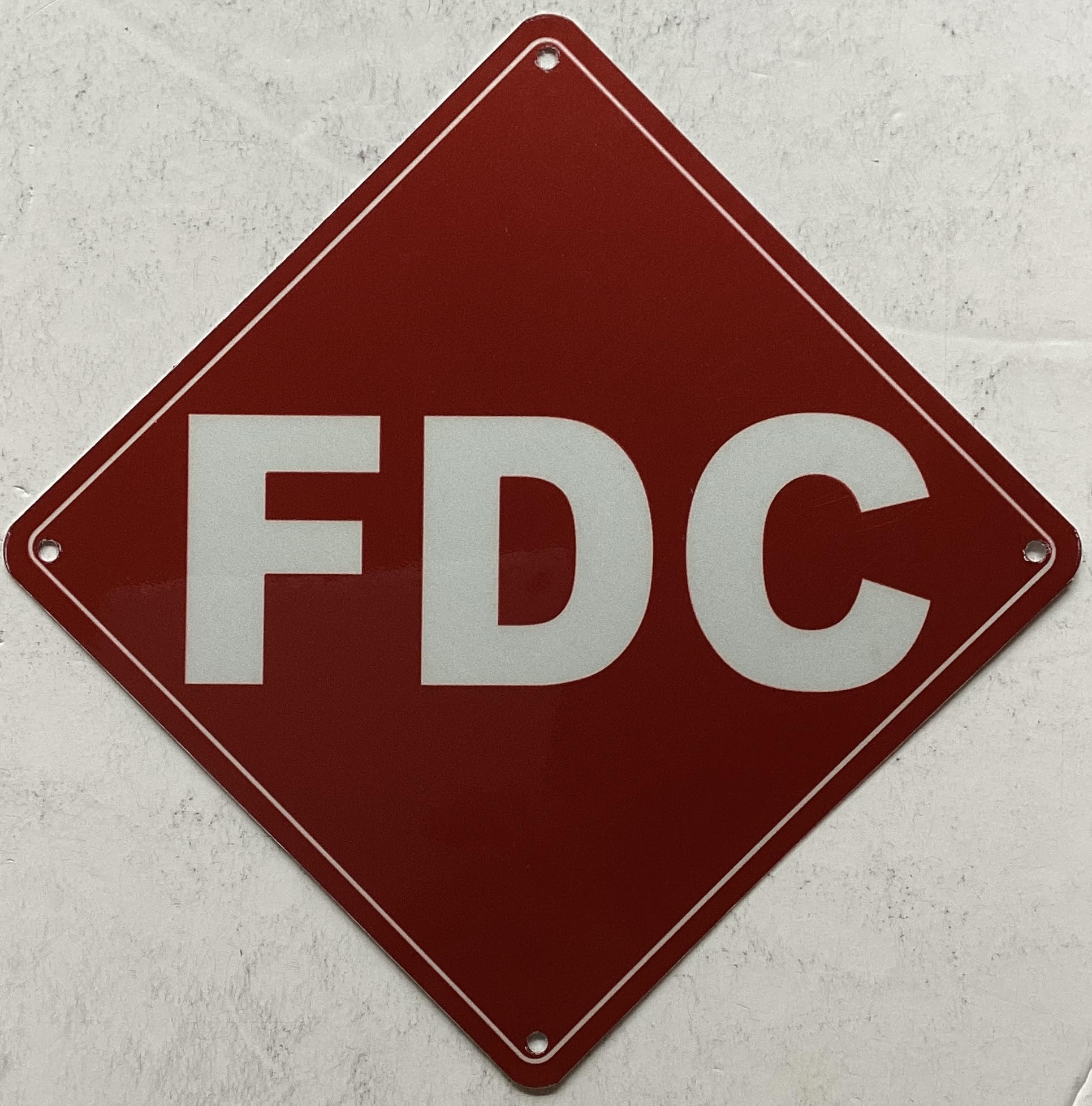 FDC SIGN FIRE - DEPARTMENT CONNECTION SIGN (RED, REFLECTIVE, ALUMINIUM. size 6X6 RUST FREE)