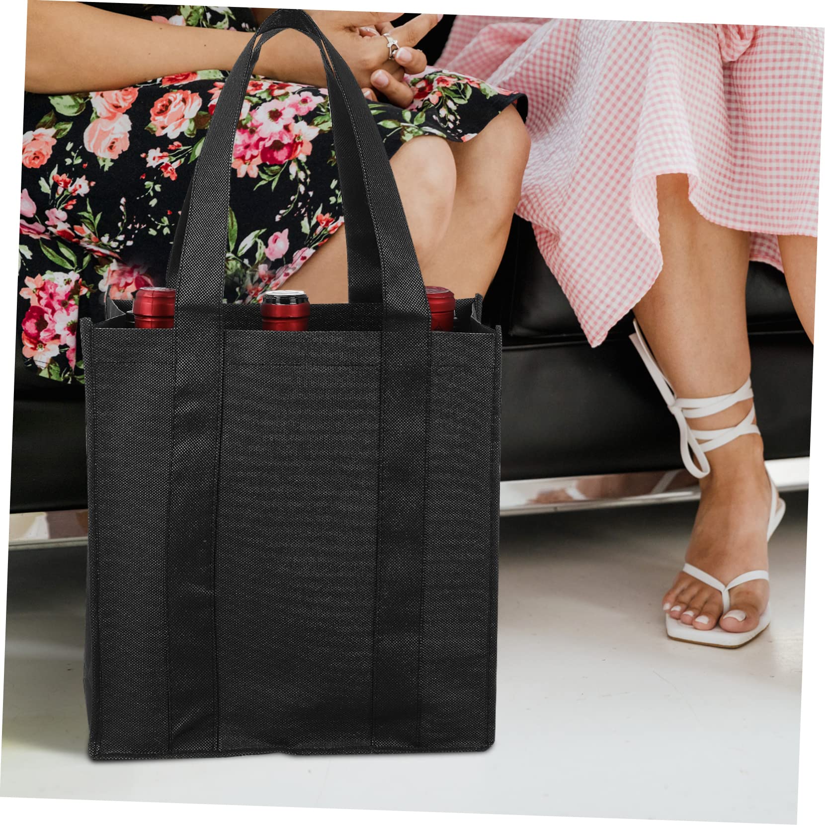 Hemobllo 6 Bolsas de Transporte de Vino No Tejidas con Compartimento Reutilizables, Bolsa para Transportar Botellas