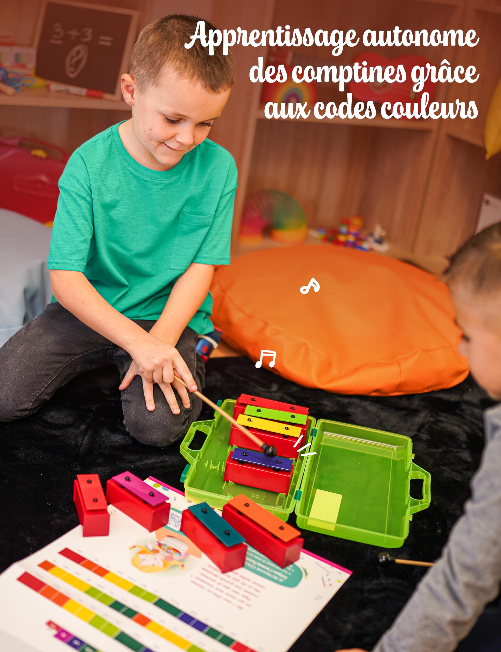Fuzeau - Coffret ColorZik Comptines Avec Mini Métallonotes 8 Lames, Livre, CD, 10 Partitions XXL - Méthode Musicale Ludique Sans Solfège Pour Débutants - Jeu Éducatif Enfant Dès 3 Ans - Réf. 78233