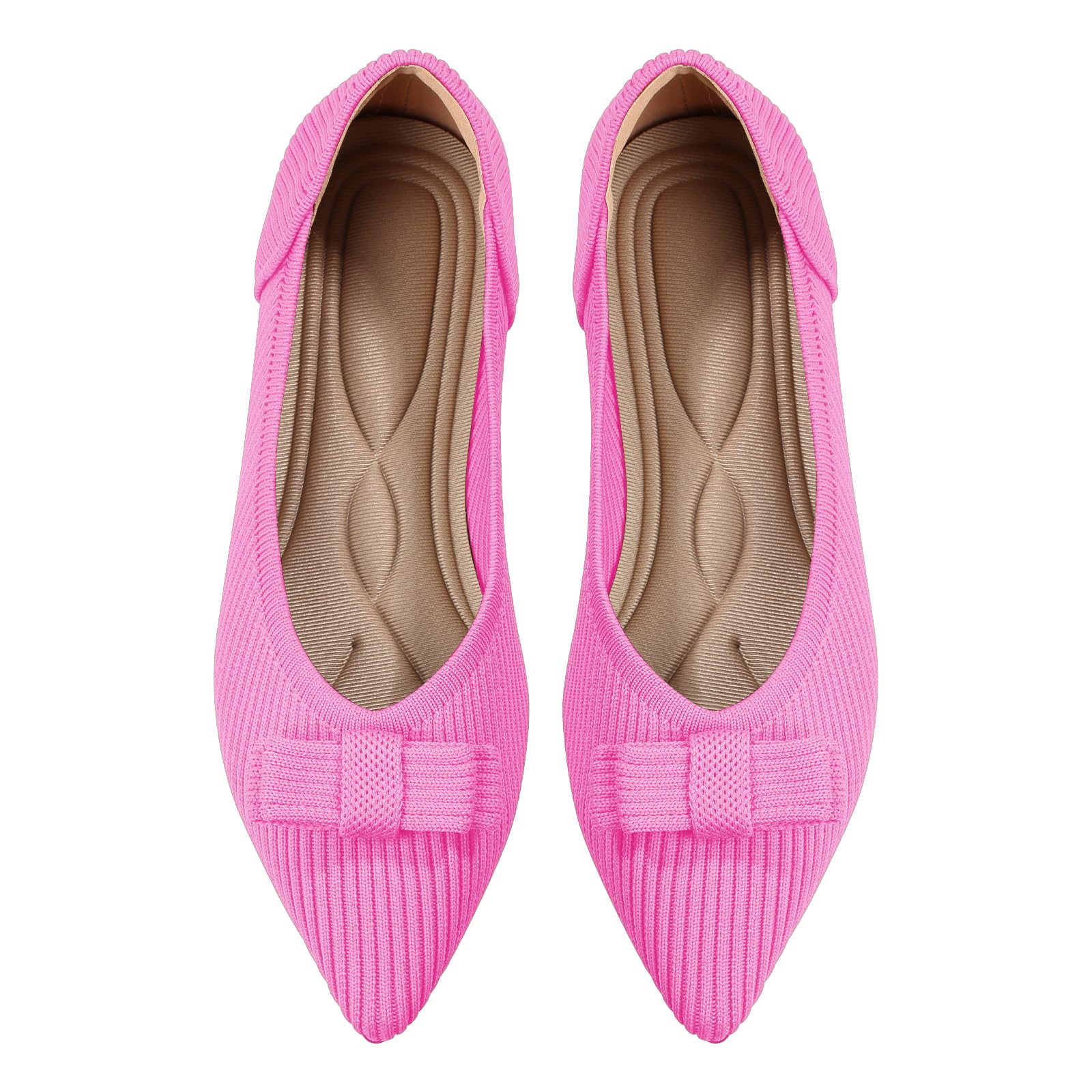 TINGRISE Women's Flats Shoes Pointed Toe Ballet Flats Dressy Comfortable Business Casual Knit Breathable Flats