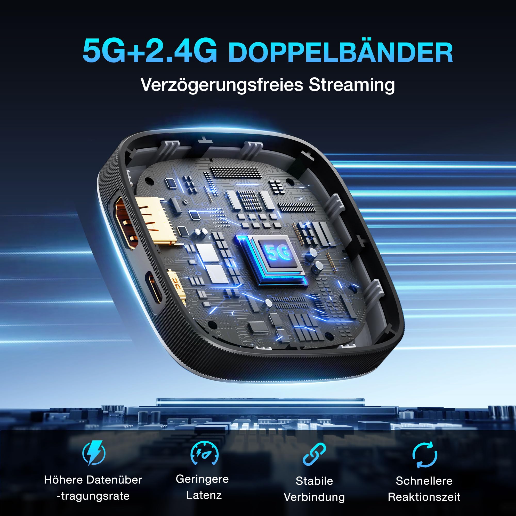 Wireless HDMI Dongle Adapter Echtes 4K/5G, 2026 Screen Mirroring Dongle, Airplay HiFi Display Adapter für TV, Unterstützt Miracast/Airplay/DLNA für Android/OS/Mac Book/Window/TV/Monitor/Projektor 21"