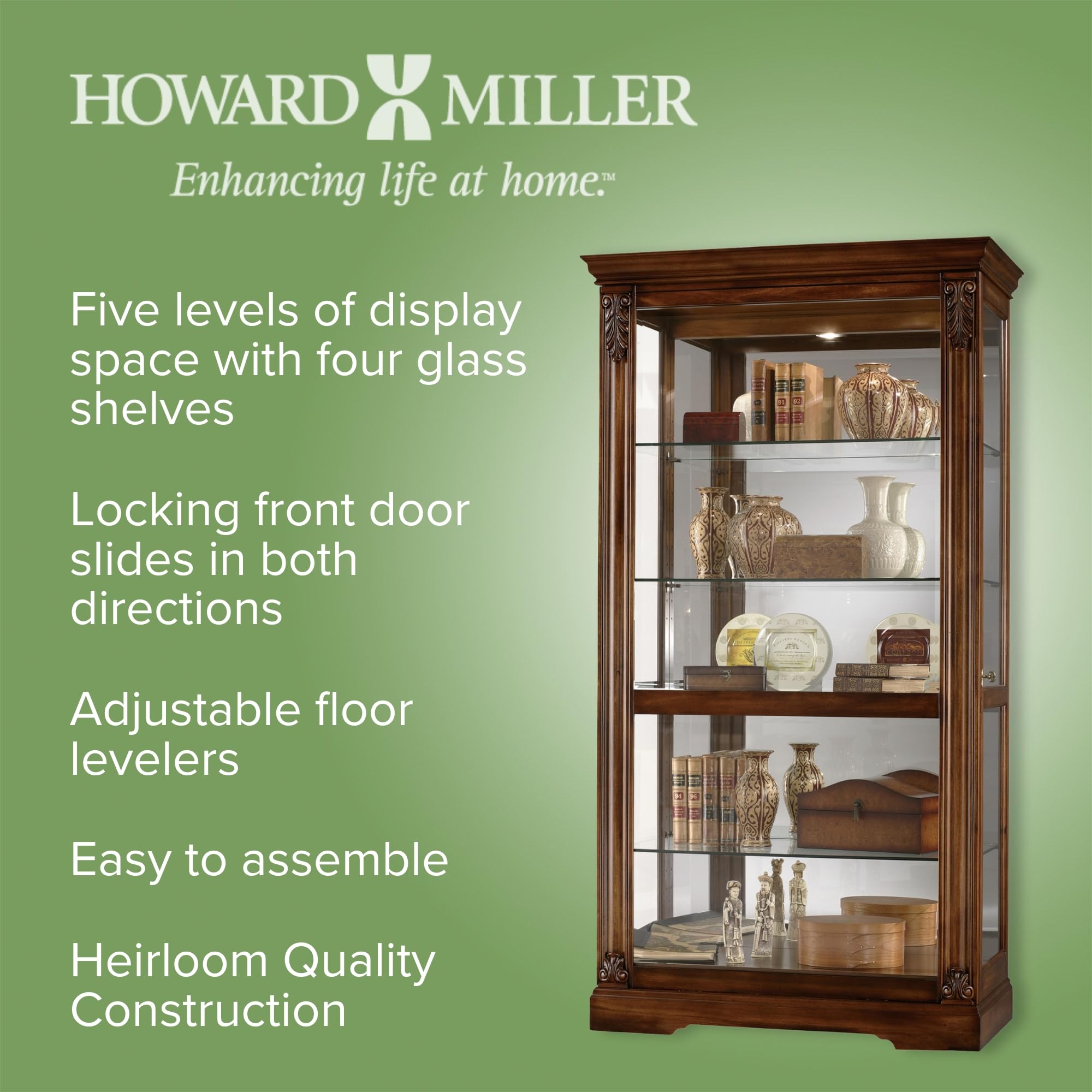 Howard Miller Andreus Curio Cabinet 680-479 – Tuscany Cherry