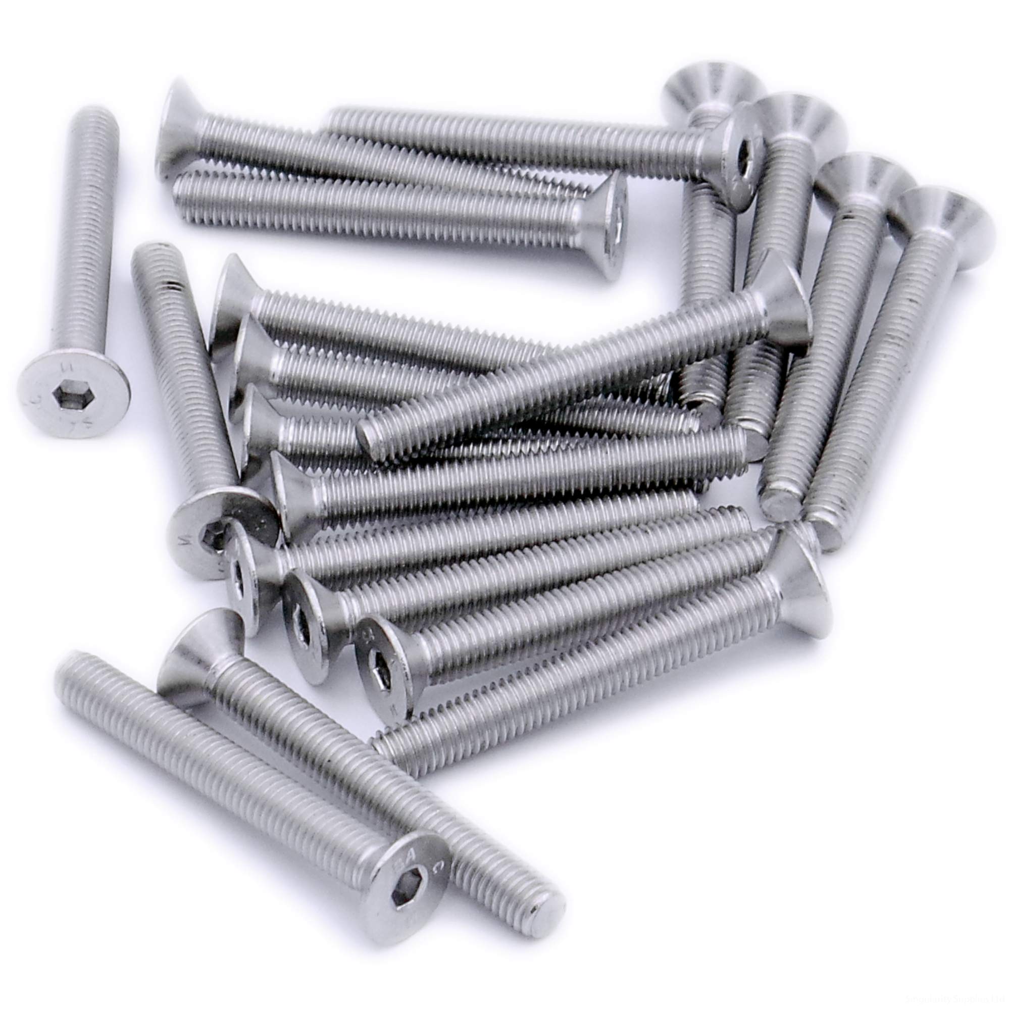 Singularity Supplies Silver M5 (5Mm X 20Mm) Hex Socket Countersunk Machine Screw (Bolt) - Stainless Steel (A2) (Pack Of 20)