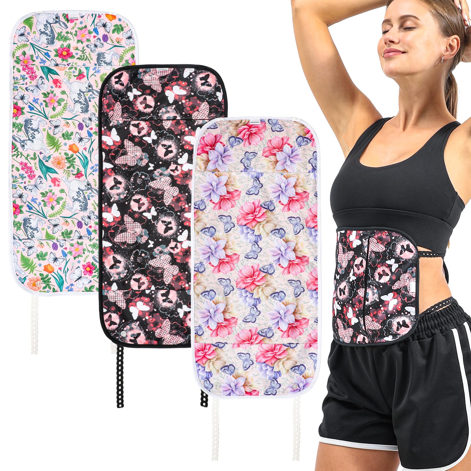 KANAV 3 Pack Castor Oil Packs for Liver Detox - Reusable Organic Cotton Flannel Castor Oil Pack Wrap for Constipation Insomnia and Inflammation (Oil Not Included)