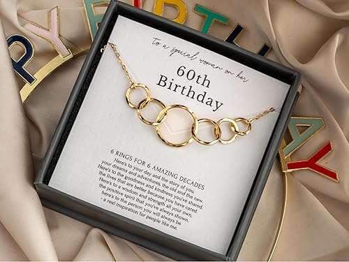 Miniatura 2 de HOPE LOVE SHINE Birthday Necklace Fashion Jewelry 16+2", 14K Gold Plated Sterling Silver with 3 Interlocking Rings, Hypoallergenic and Comfortable