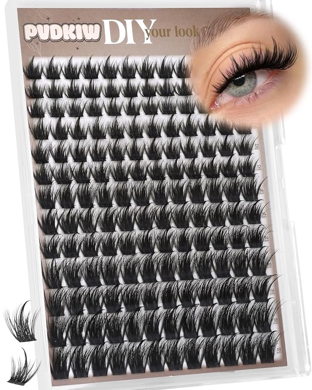 Cílios postiços em tufos estilo mangá PVDKIW, curvatura CD, 10–18 mm, 156 unidades