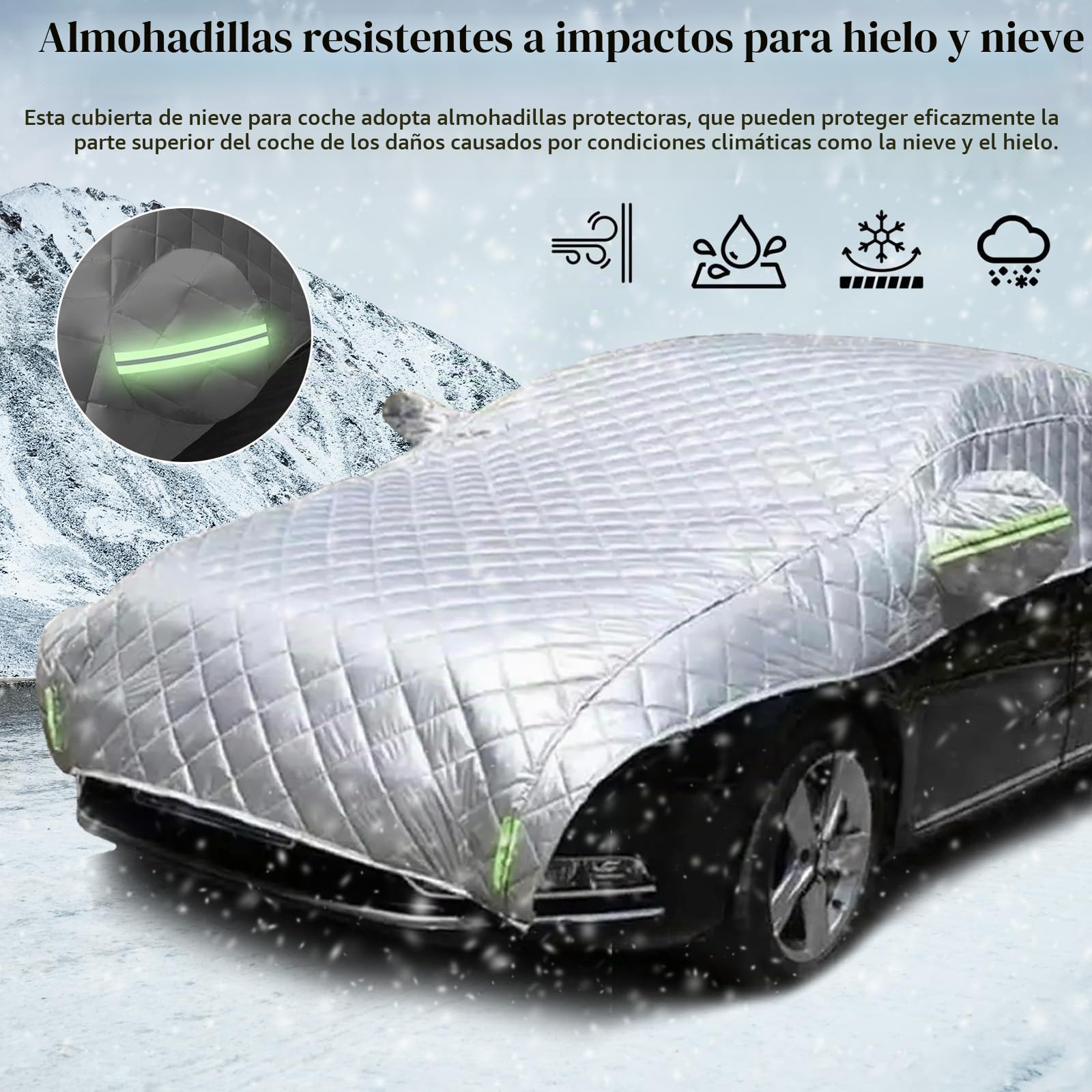 Funda para Coche, Media Cubierta De Garaje De 520x230cm Protección contra Granizo Cubierta Parabrisas Invierno Previene La Congelación Protección contra La Nieve para para La Mayoría De Los Sedanes