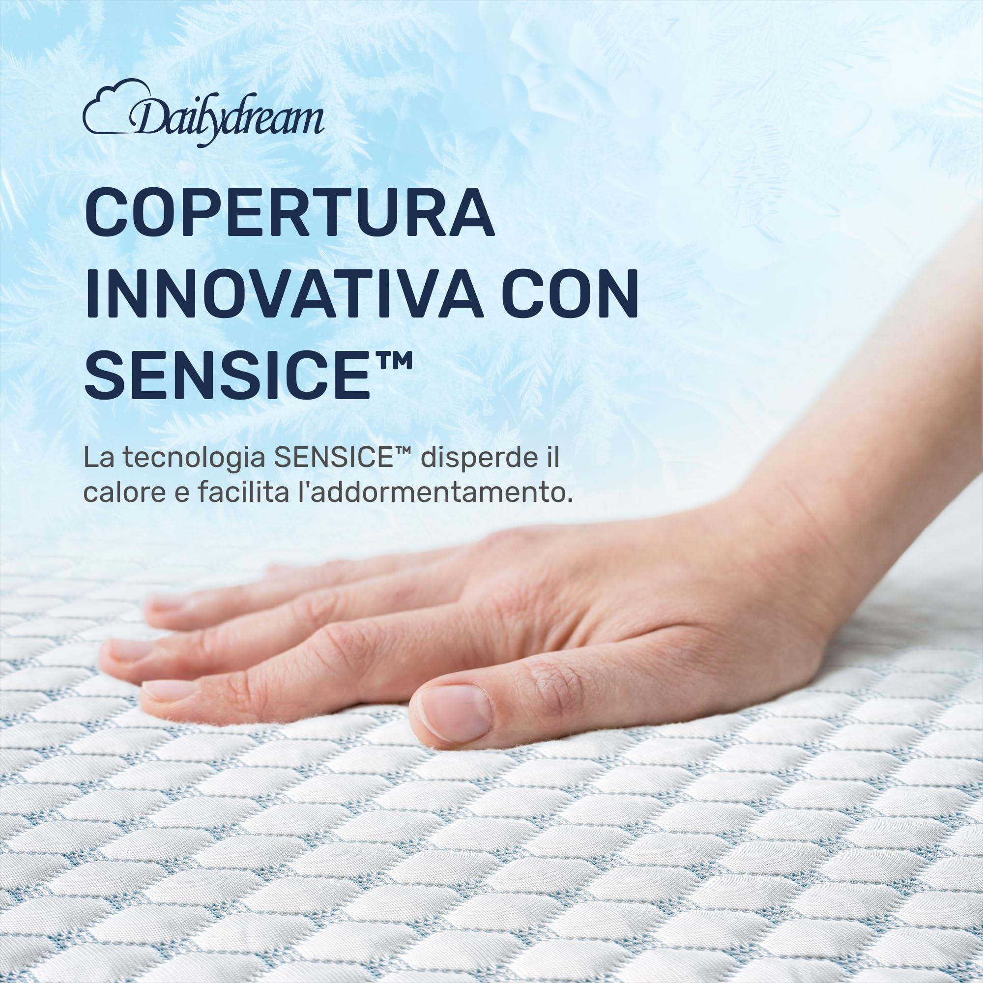 Dailydream Topper matrimoniale piccolo 140x200 cm memory foam, altezza 5 cm, «Edition Cool Touch, Model M », Topper per materasso, divano letto o letto da campeggio, Coprimaterasso confortevole