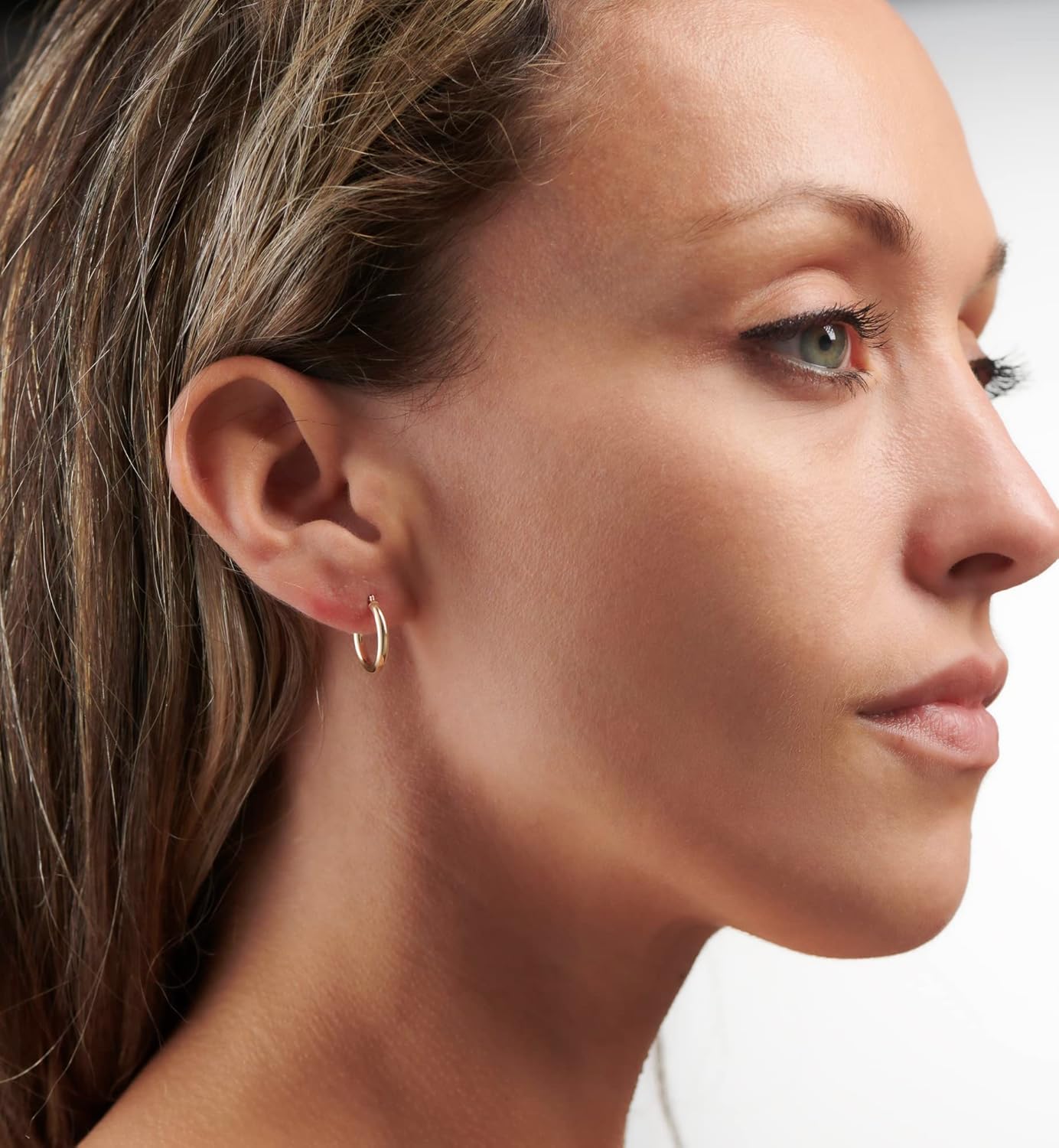 MAZZERI Solid Gold Hoop Earrings 14k Real Gold For Women and Men - Hypoallergenic, Made in the USA, Available in Yellow or White Gold