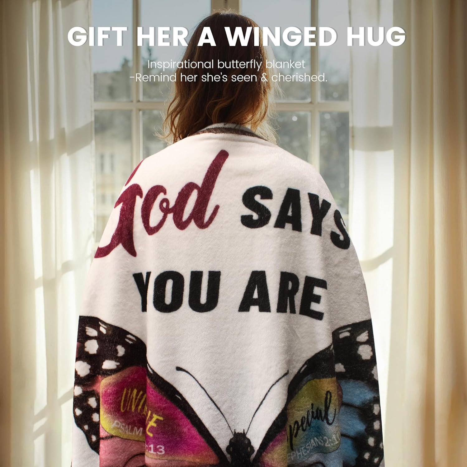 Gifts for Women, Birthday Gifts for Women, Soft Butterfly Christian Blanket for Friends Female, Mom, Wife, Sister - Cozy Spiritual Throw, Inspirational Religious Gift (80"X60")