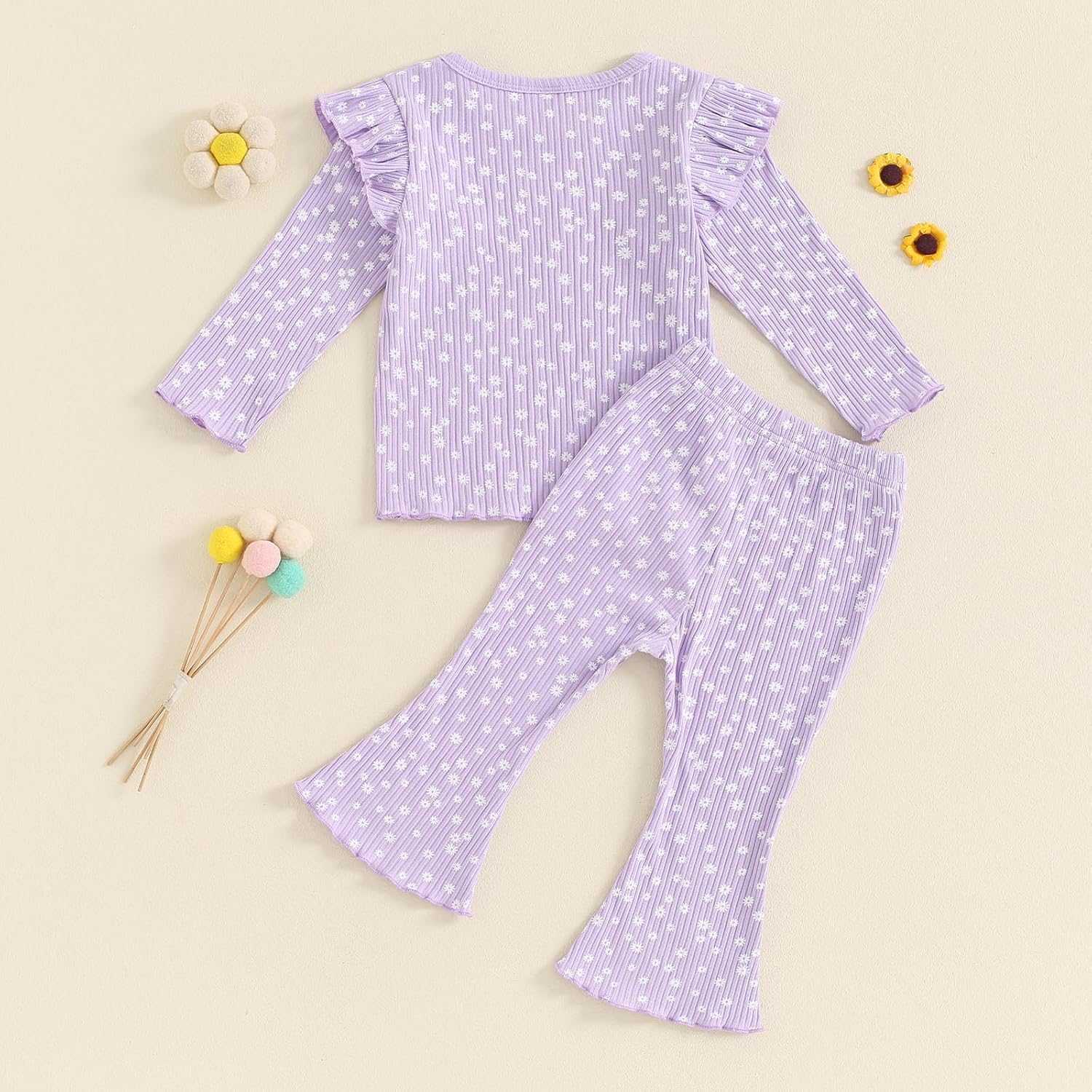 Baby Girl Fall Clothes Set Ruffle Long Sleeve Tops Flare Pants Cute Infant Toddler Outfits 6 12 18 24 Months 2T 3T - Image 3