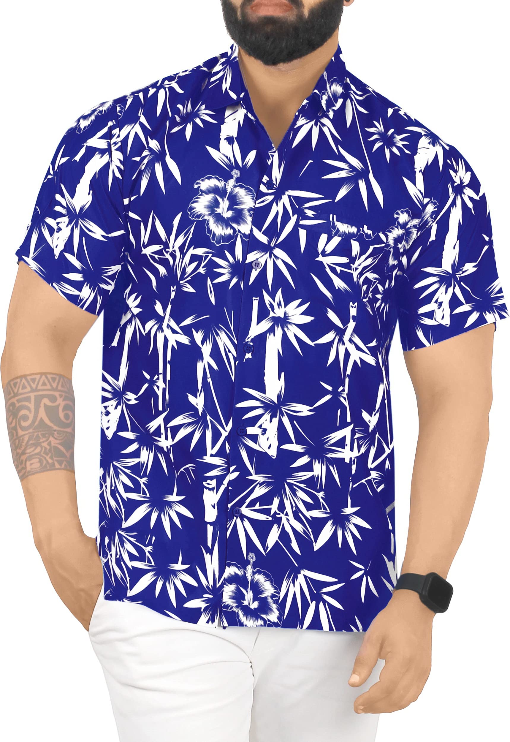 LA LEELA Men's Hawaii Shirt Button Down Aloha
