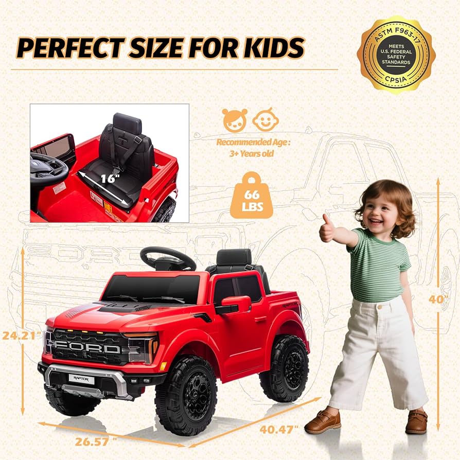 子供用電動カー FORD F-150 Amazon.com: First Ride On Licensed Ford F-150 Raptor 12 Volt