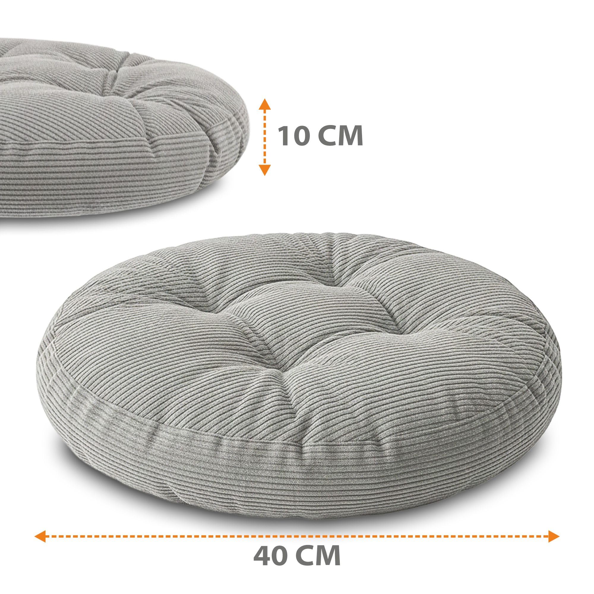 Dekoracyjna poduszka podłogowa okrągła Ontario Jasnoszary 16 sztruks 40cm Czteropak