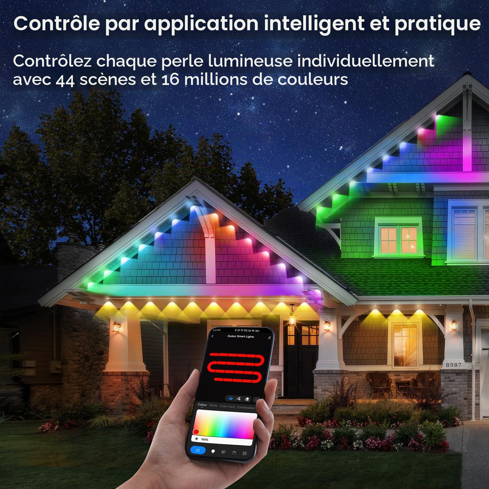 GOOGO 30M Éclairage Extérieur Permanent avec 72 Lumières LED, Éclairage RGBIC Intelligent, Guirlande Guinguette Exterieur Étanches IP68 avec Application et Télécommande, Plusieurs Modes d'ambiance