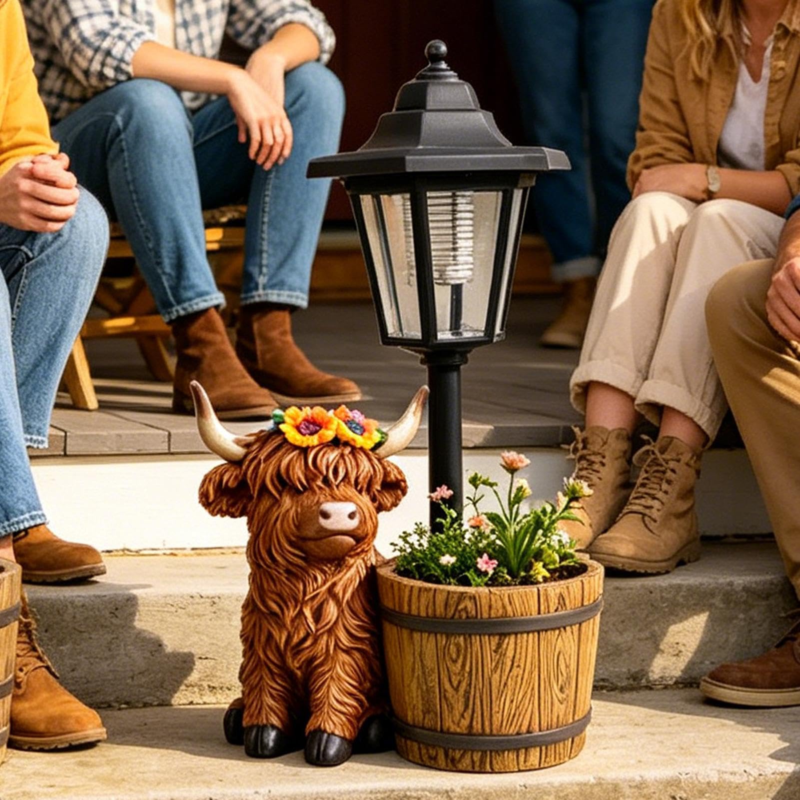 Vaso Fiori con Luce Solare Luce Solare A Forma Di Con Fioriera | Arredo Da Esterno per Giardino Cortile Portico Prato Patio Ingresso Retro Ringraziamento