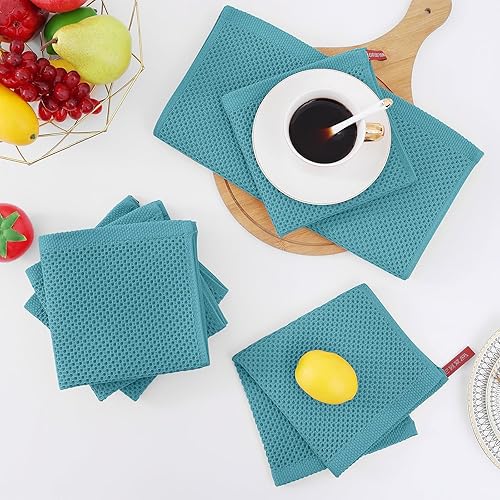 Miniatura 498 de Homaxy Trapo de cocina de 100% algodón, tejido de punto gofre, ultrasuaves, absorbentes, de secado rápido, para limpiar, 13 x 28 pulgadas, paquete