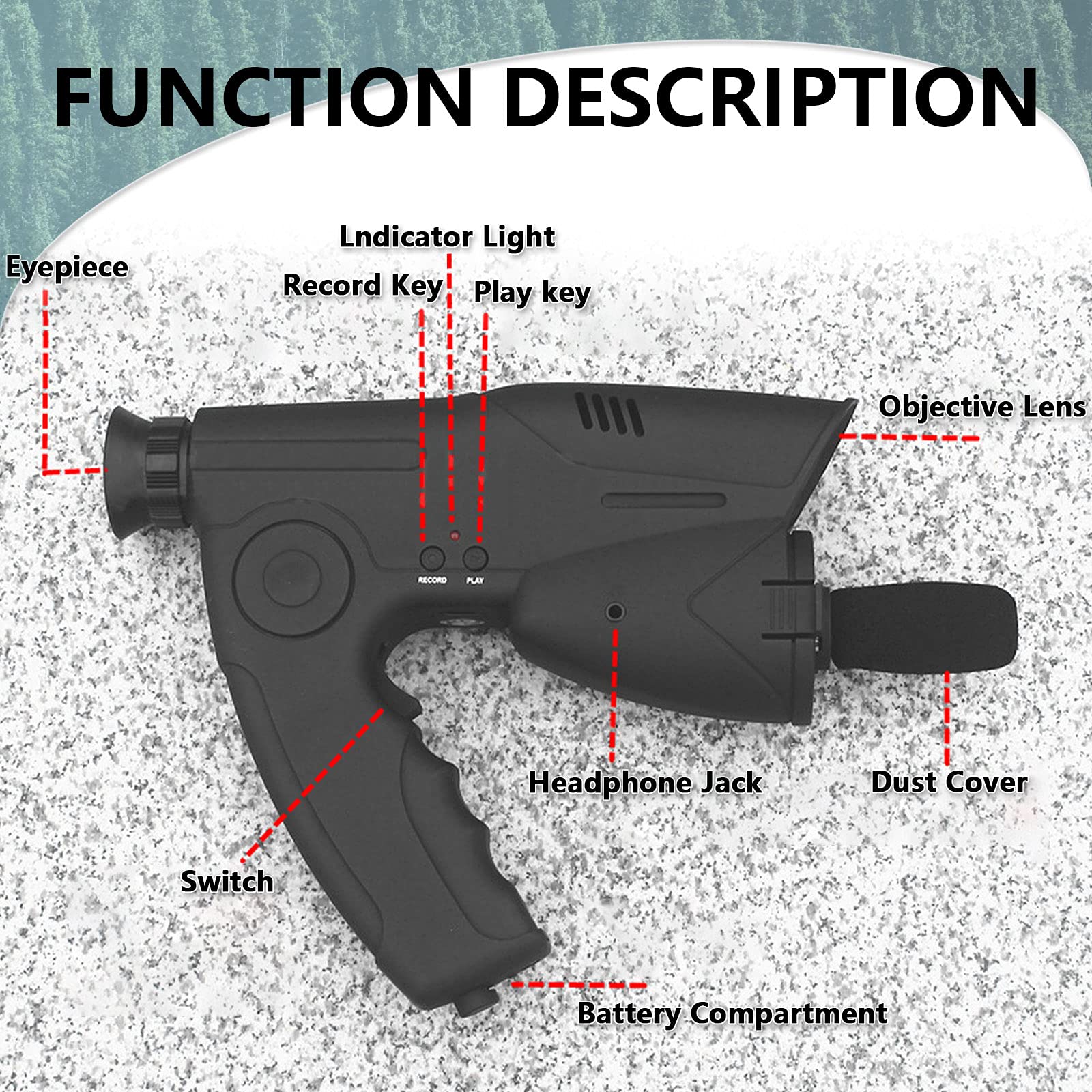 Buy HomeAll Parabolic Microphone Monocular Headphone Amplifier Spy Gear Listening Devices Long