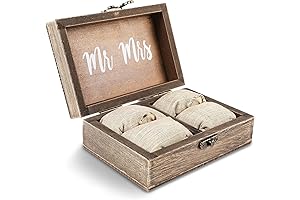 Juvale Wooden Two Become One Ring Bearer Box for Weddings