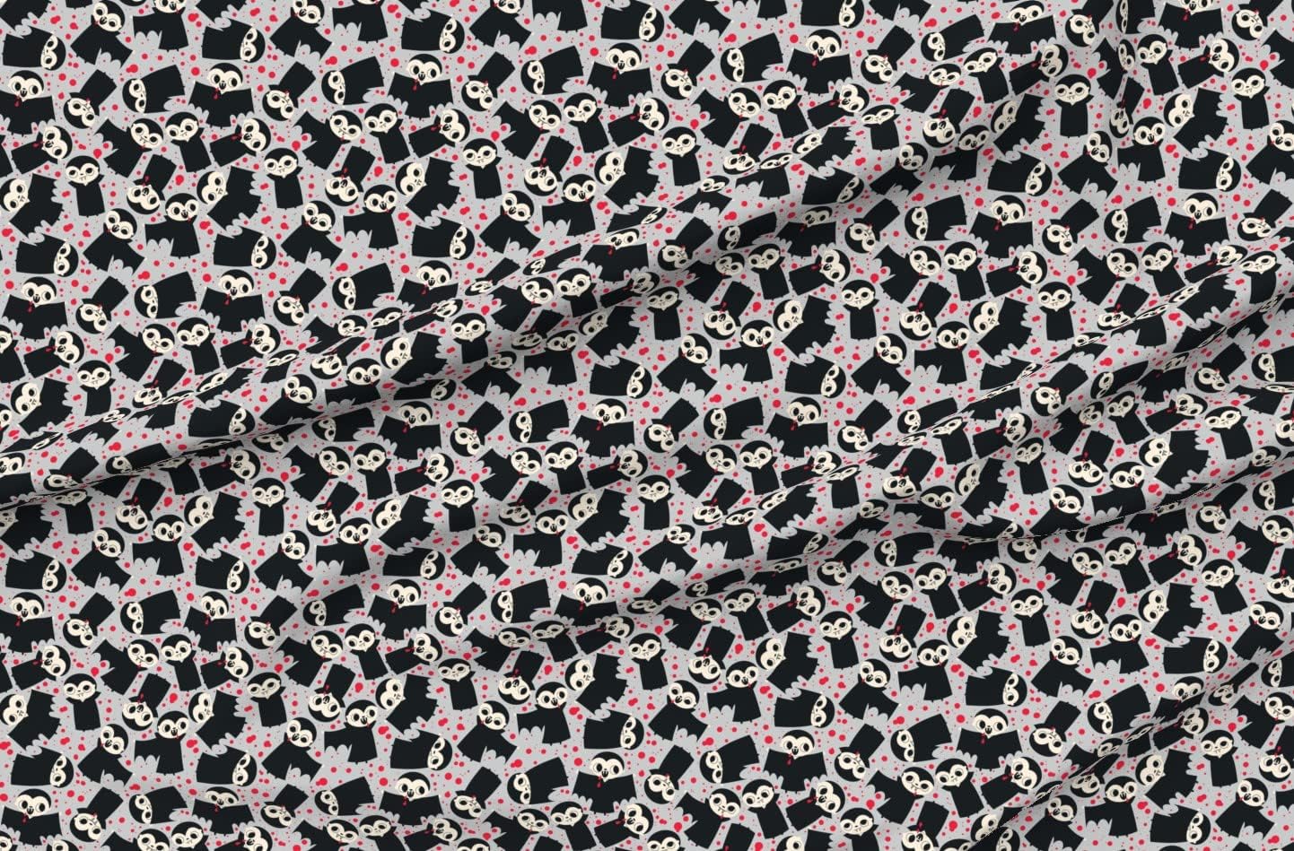 Spoonflower Fabric - Vampire Gray Spooky Vintage Halloween Printed on Petal Signature Cotton Fabric Fat Quarter - Sewing Quilting Apparel Crafts Decor