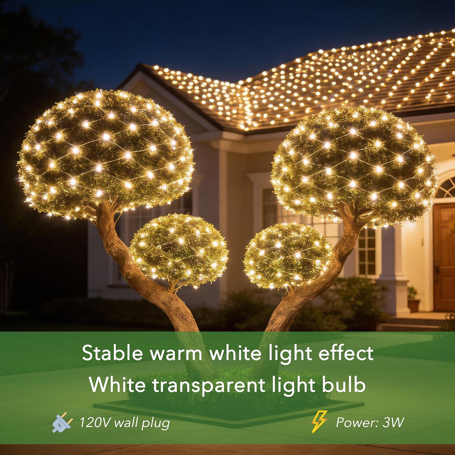 Christmas Net Lights(Warm White -Steady, 6x4FT), 70 Count Mini LED Fairy String Lights, IP68 Waterproof for Outdoor Indoor Holiday Party Patios Wedding Valentines Day Halloween Xmas Decor, 5MM