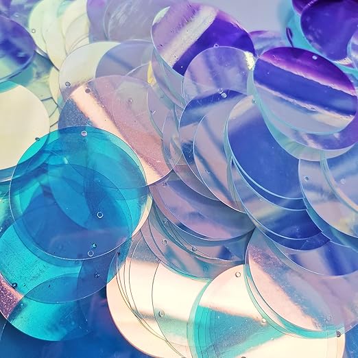 Flat Round Sequin Paillettes Iridescent Transparent Loose Sequins Crystal Iridescent Spangles for DIY Crafts, Embroidery 200pack
