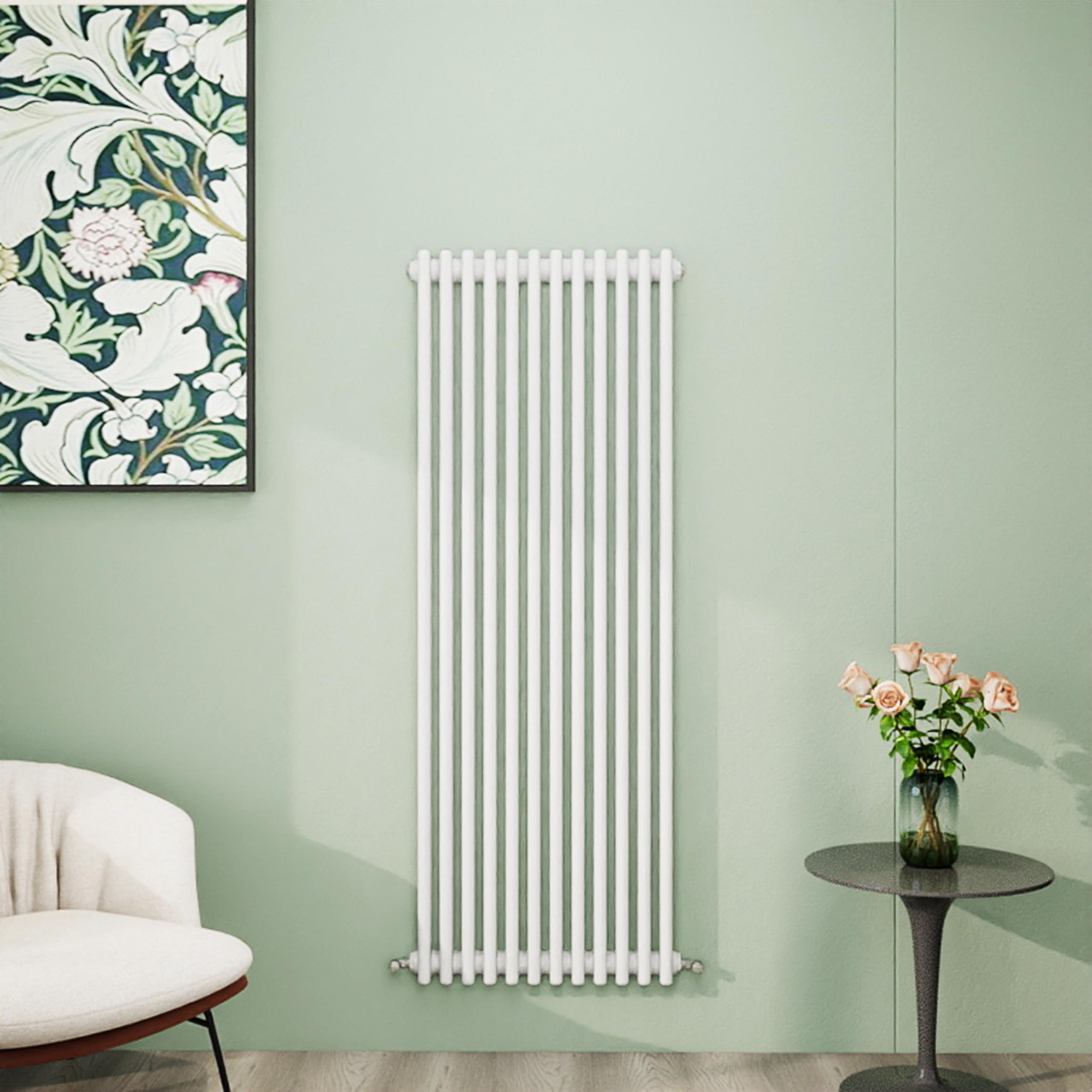 Simple Bathroom Column Radiators White 1500×560mm Vertical Triple Traditional Cast Iron Style Interior Designer Radiator — image 1