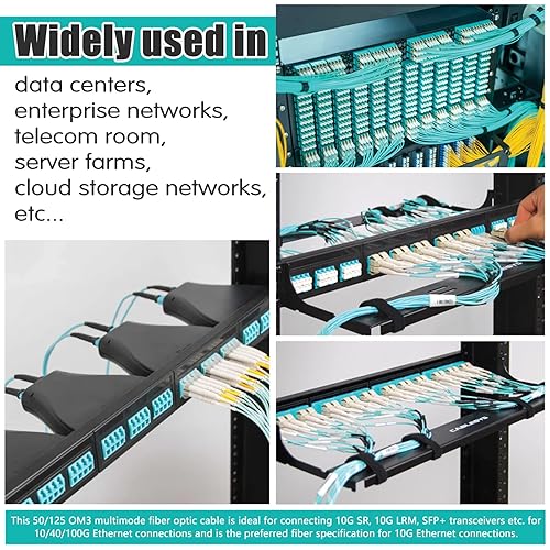 Miniatura 5 de Bangun Cable de conexión de fibra multimodo LC a LC dúplex OM3 de 0.7 ft (paquete de 4), cables de fibra óptica 10G Gigabit, cable de conexión de