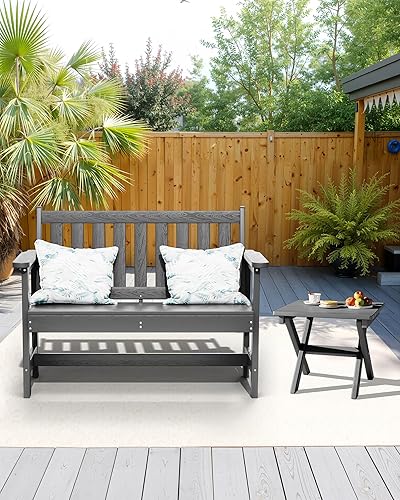 Miniatura 12 de SERWALL Mesa auxiliar plegable pequeña, mesa auxiliar de polietileno de alta densidad para patio, porche, cubierta, piscina, gris