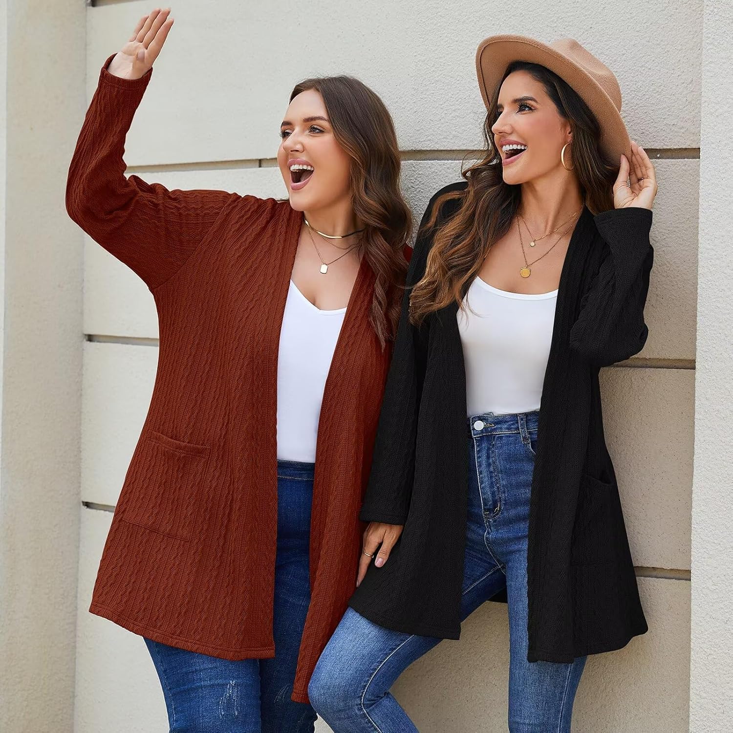 BELAROI Womens Plus Size Cardigan Long Sleeves Fall Sweaters with Pockets Lightweight Jacket Open Front (1X-5X) - Image 6