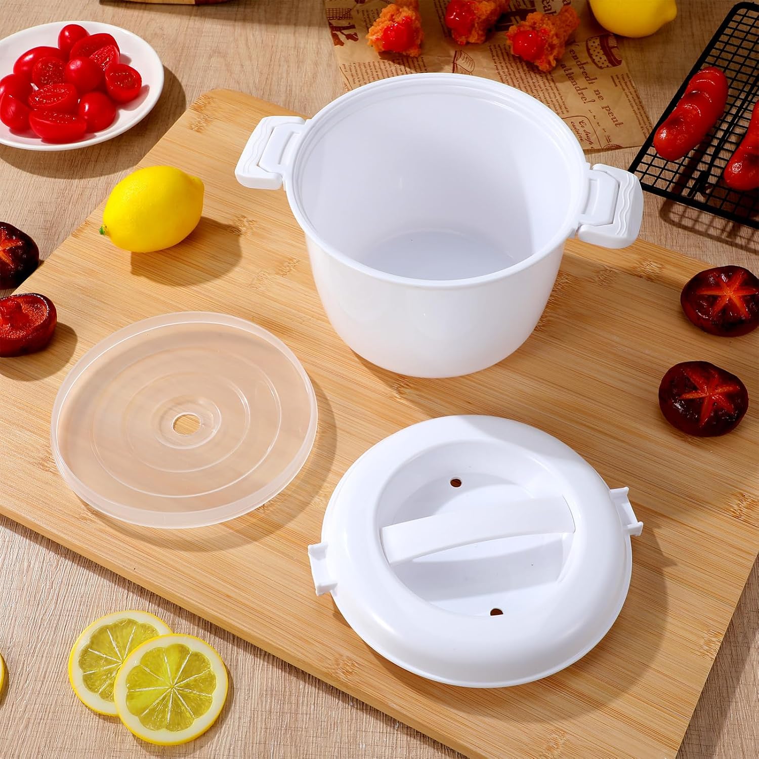 Zerodeko Microwave Rice Cooker Rice,Pasta Cooker Maker Oven Rice Cooker Microwave Cookware for Rice Chicken Pasta Blue S