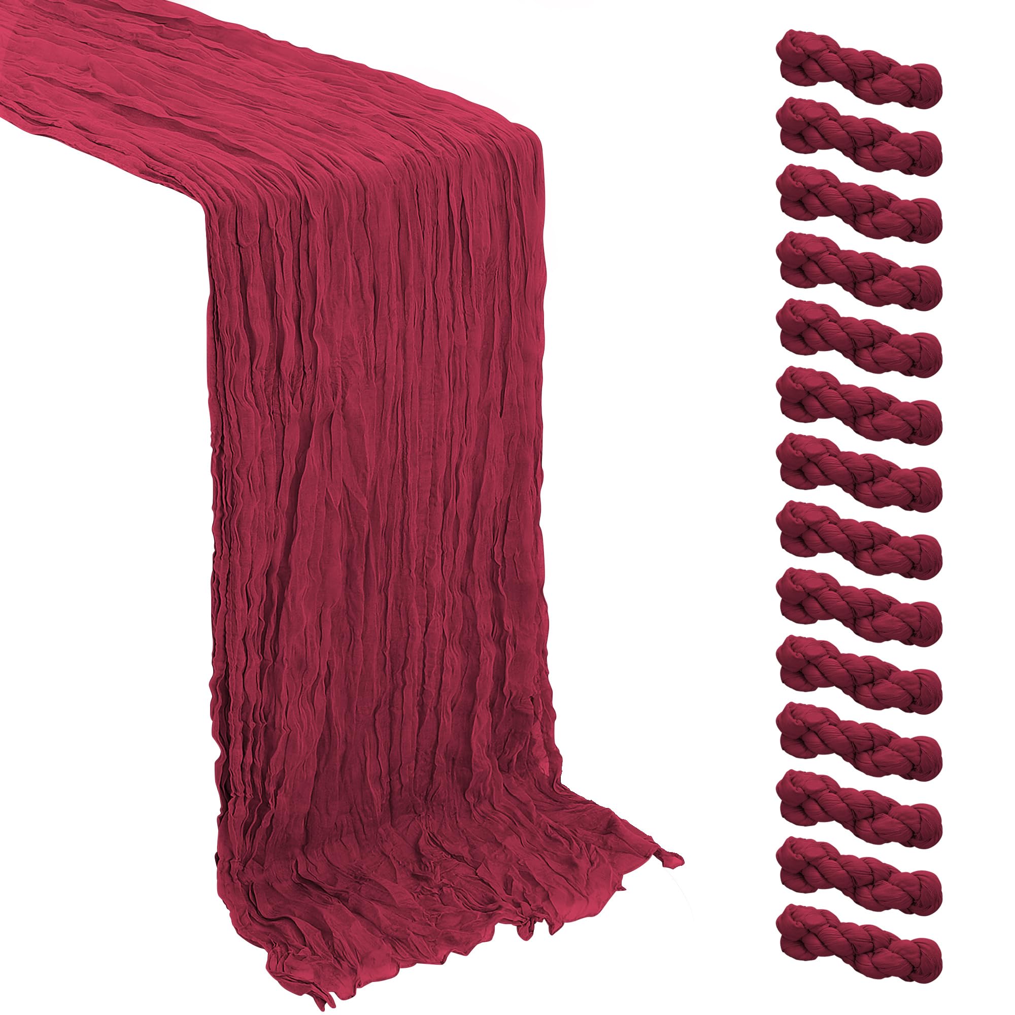 Paquete de 14 caminos de mesa de gasa bohemia de 35 x 120 pulgadas de largo, decoración rústica de boda, camino de mesa de tela de queso, camino para mesa, caminos de mesa a granel, fiesta de