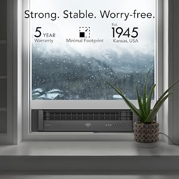 Vornado PORTAL Window Fan with 3 Speeds, Reversible Exhaust Mode, Weather Resistant, Window Fan For Kitchen, Bedroom, Home, Low Profile, Black