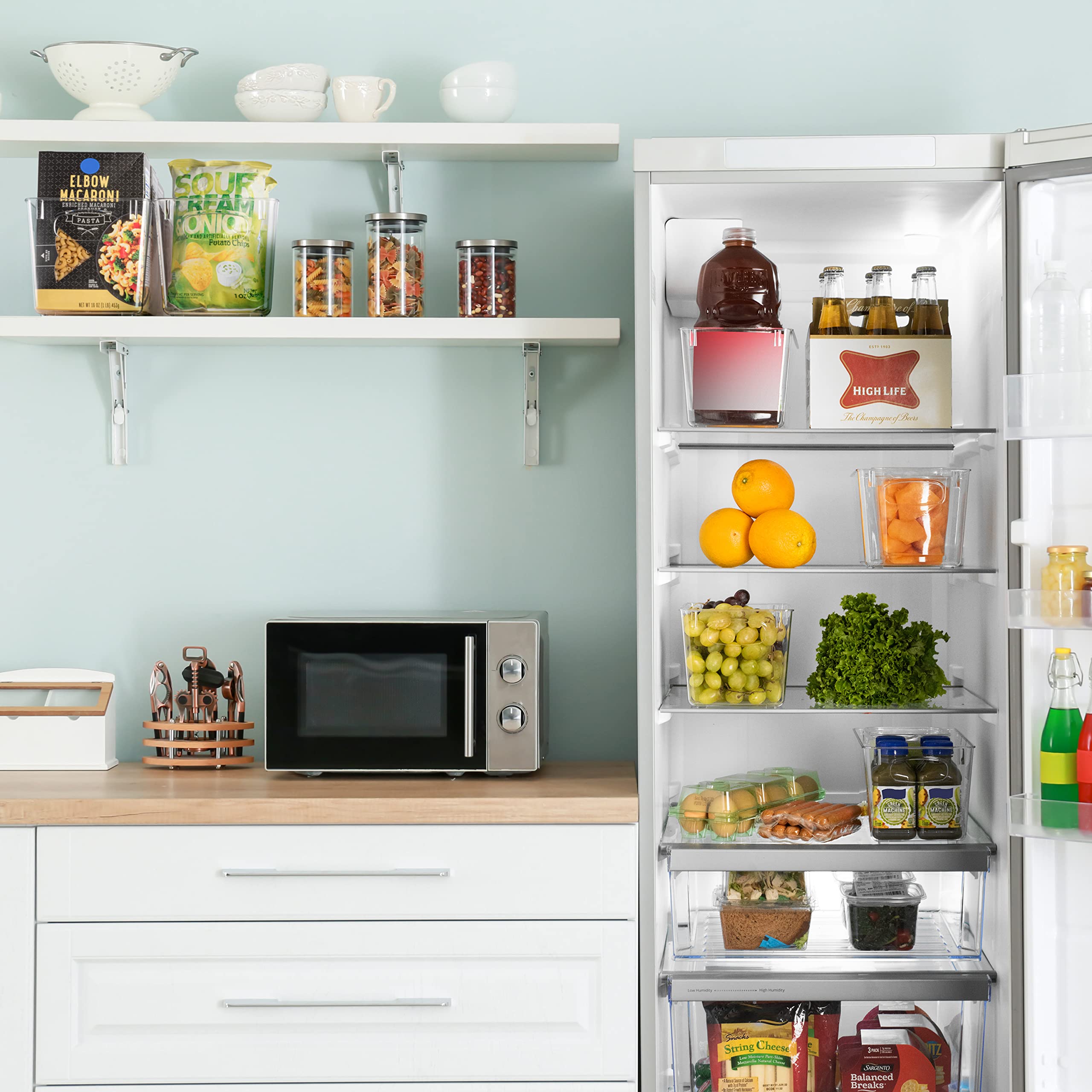 ClearSpace Bacs de rangement en plastique - Organisation parfaite de la cuisine ou du garde-manger - Organisateur de réfrigérateur, organisation de garde-manger et bacs de rangement, organiseurs
