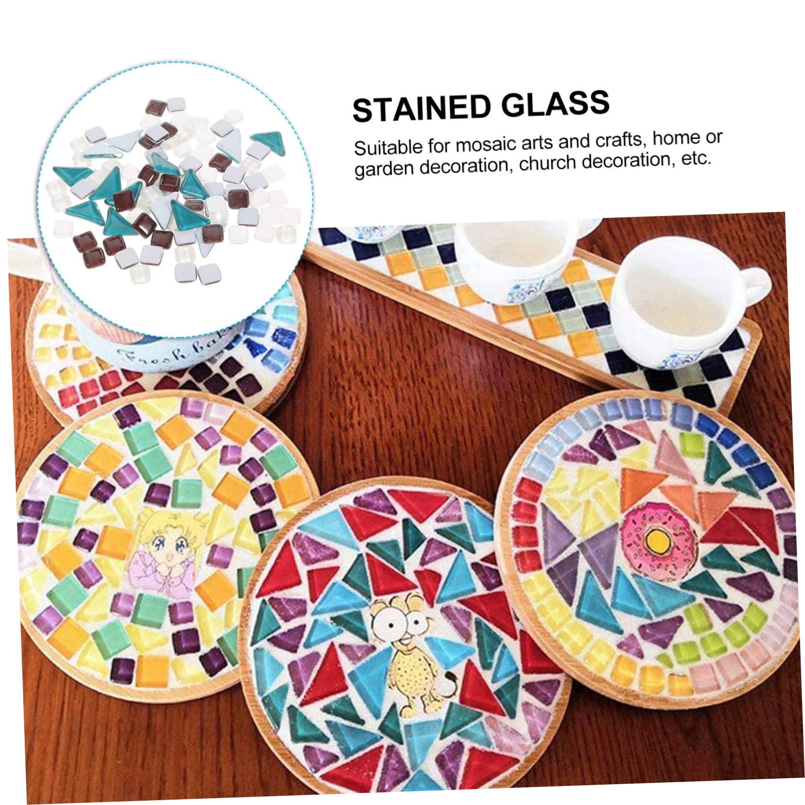 KONTONTY Mosaic Tiles Pieces 1 Set Stained Glass Sheets Crafts Mosaic Tiles for Home and Church Dec