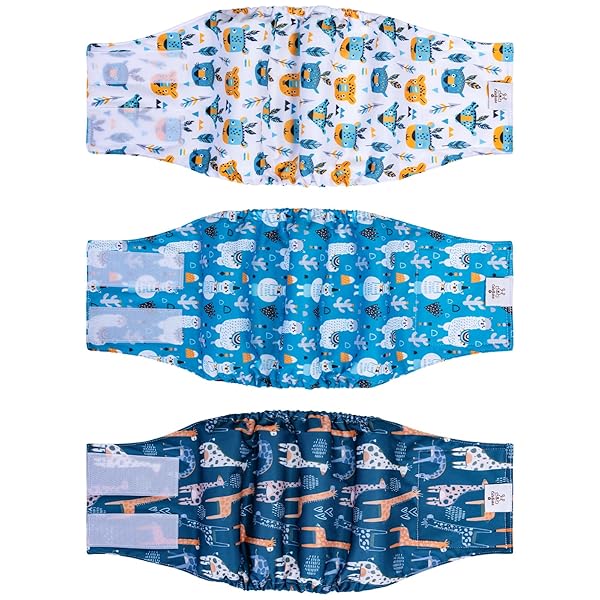 CuteBone Dog Diapers Male Washable Belly Band for Male Dogs Wraps 3pcs a Pack DM43L