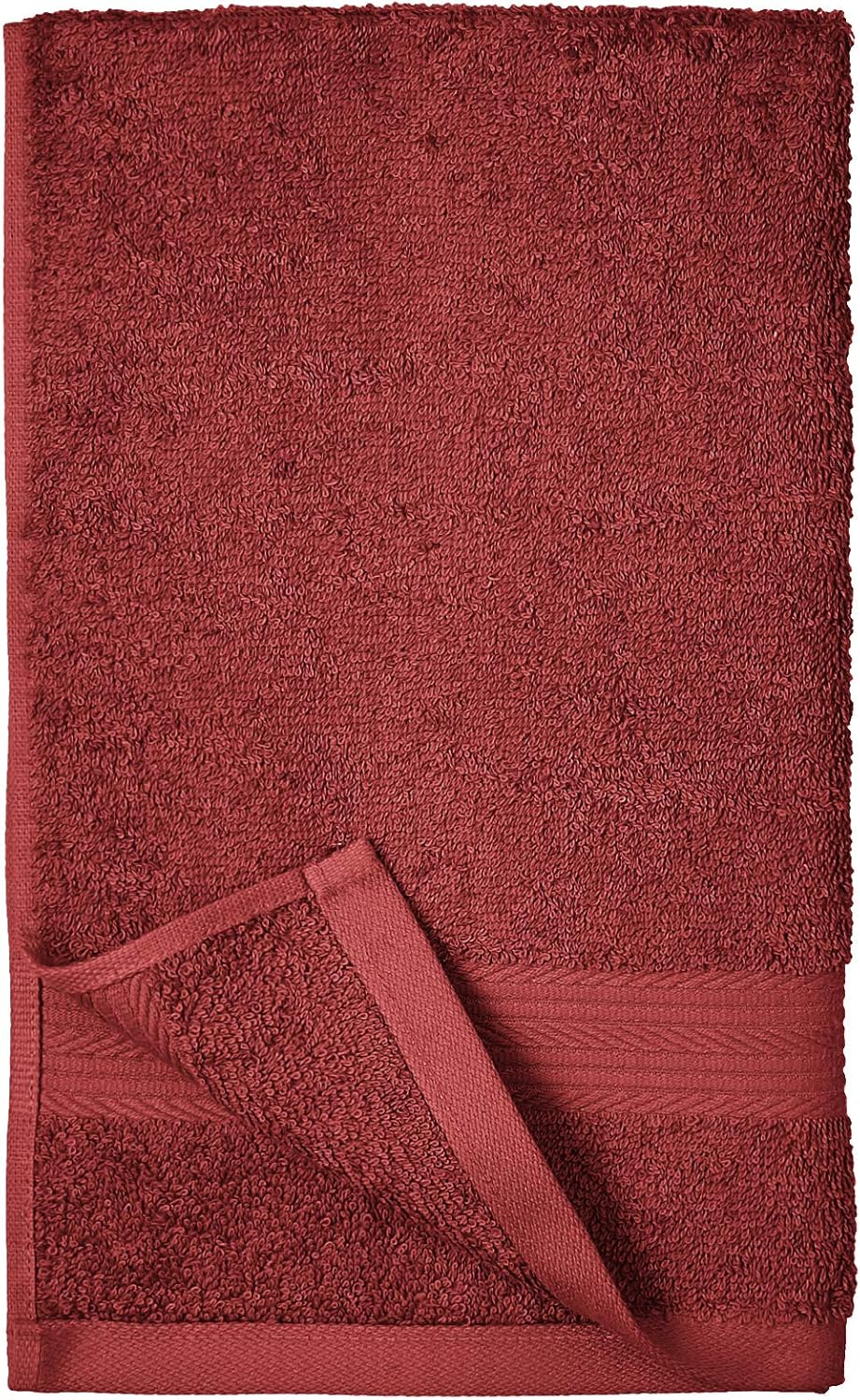Amazon Basics Fade-Resistant Cotton Hand Towel - 6-Pack, Crimson