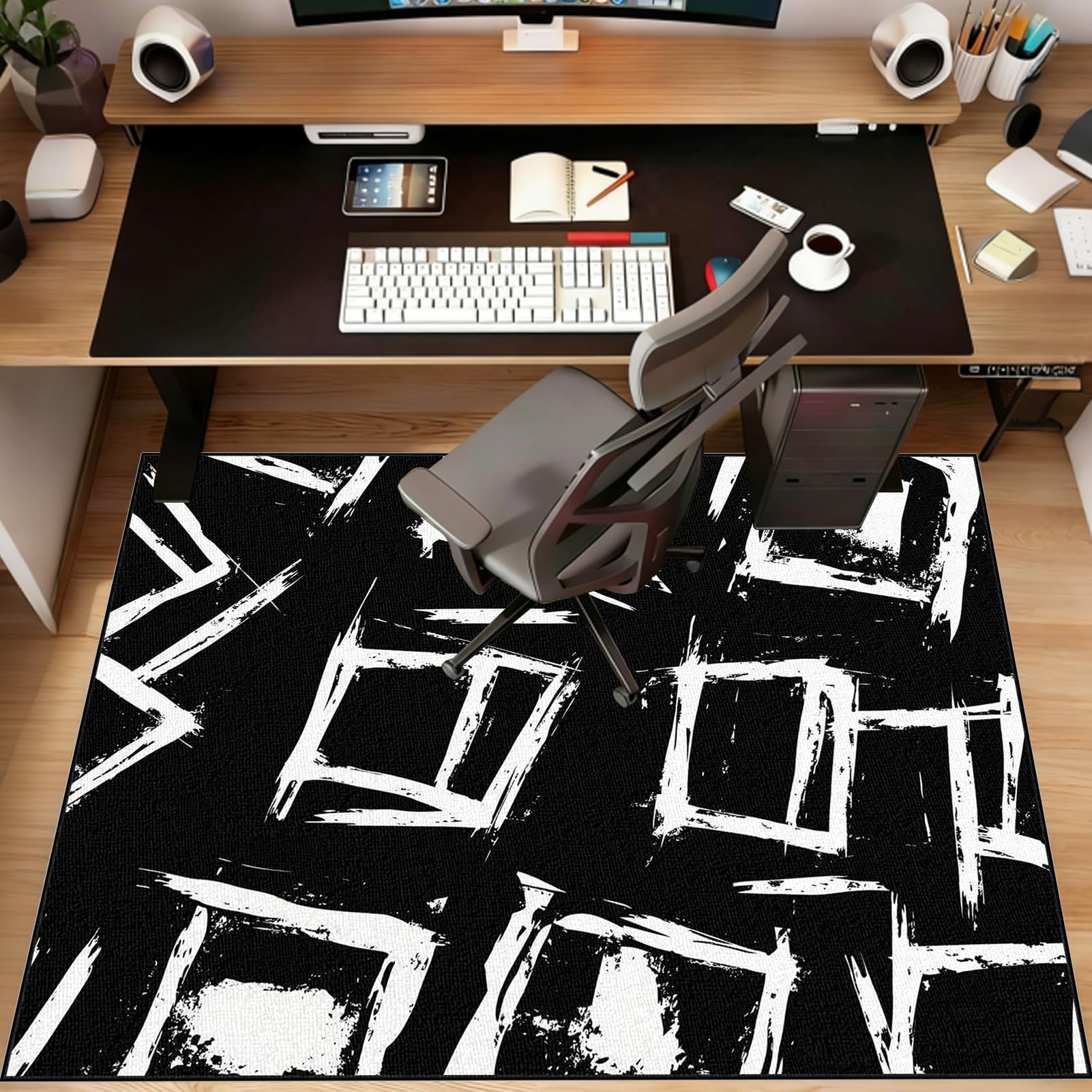 Mata na krzesło do gier biurowych, 100 x 120 cm mata ochronna na krzesło biurowe, ochrona podłogi, antypoślizgowa, mata na krzesło na biurko do laminatu, parkietu, twardych podłóg