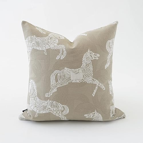 Croker Horse Funda de cojín de 18 x 18 pulgadas, diseño de caballo jacquard artesanal, estilo moderno y moderno, fundas de almohada para sofá,
