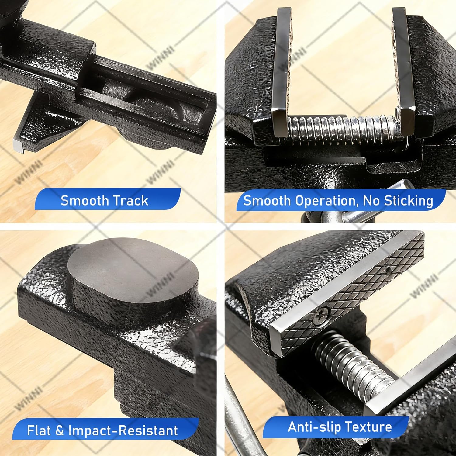 3.3 In Portable Bench Vise, 360° Swivel Base Clamp-On Table Vise – Multi-Purpose Tool for Golf Grip Kit, Woodworking, Crafting, Model Making, Metalworking & DIY