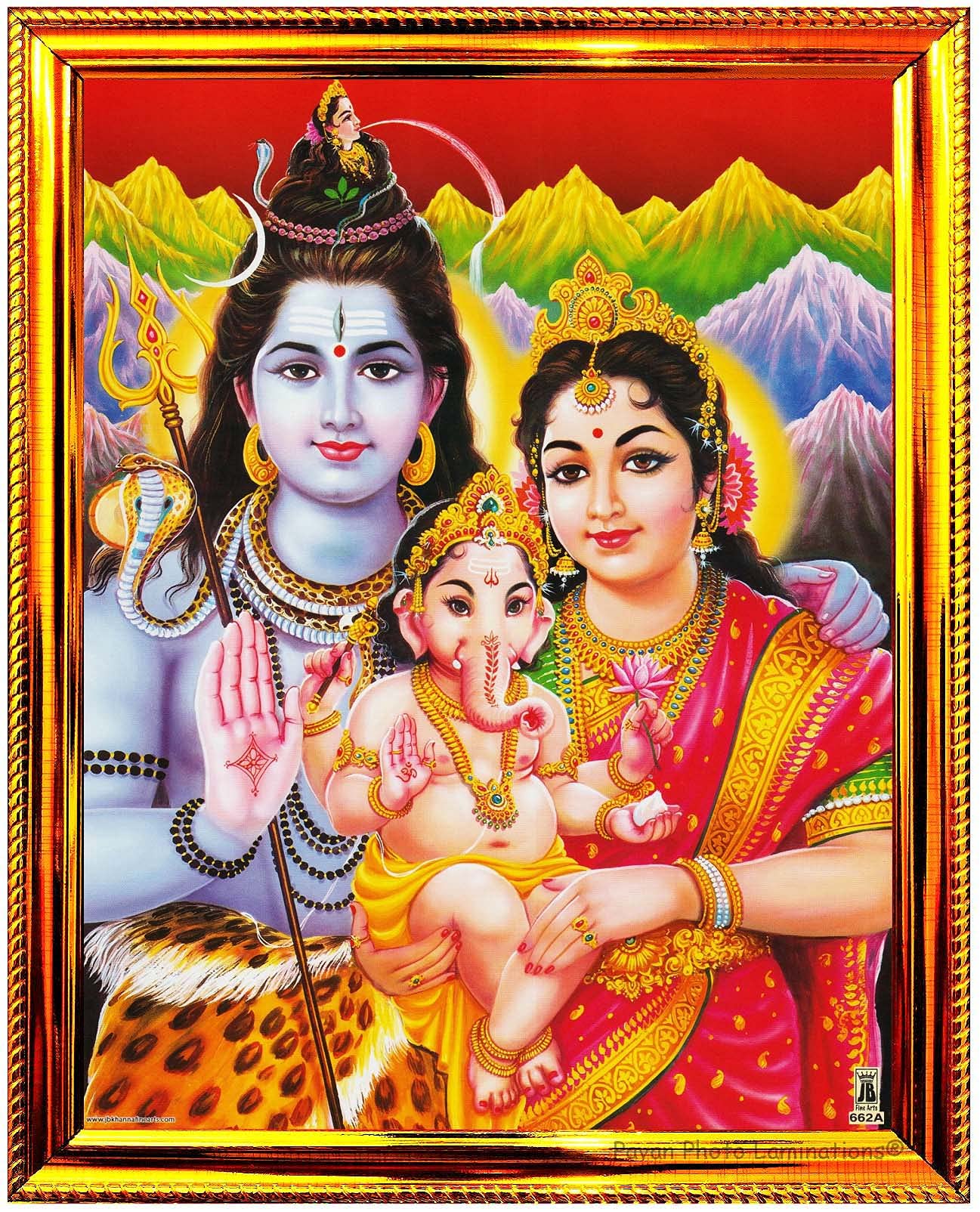Buy Pavan Photo Laminations Lord Shiva Parvati Ganesha Shiv Parvathi