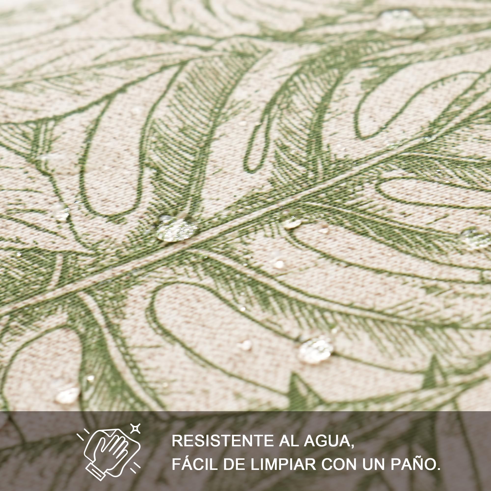Viste tu hogar Pack 6 Cojines Silla Exterior 40x40cm, Tela Alta Densidad, 50% algodón 50% Poliéster, Impermeables, Resistentes UV Y Desgarro, Lazos De Sujeción,Hoja Gruesa Verde,Fabricado En España