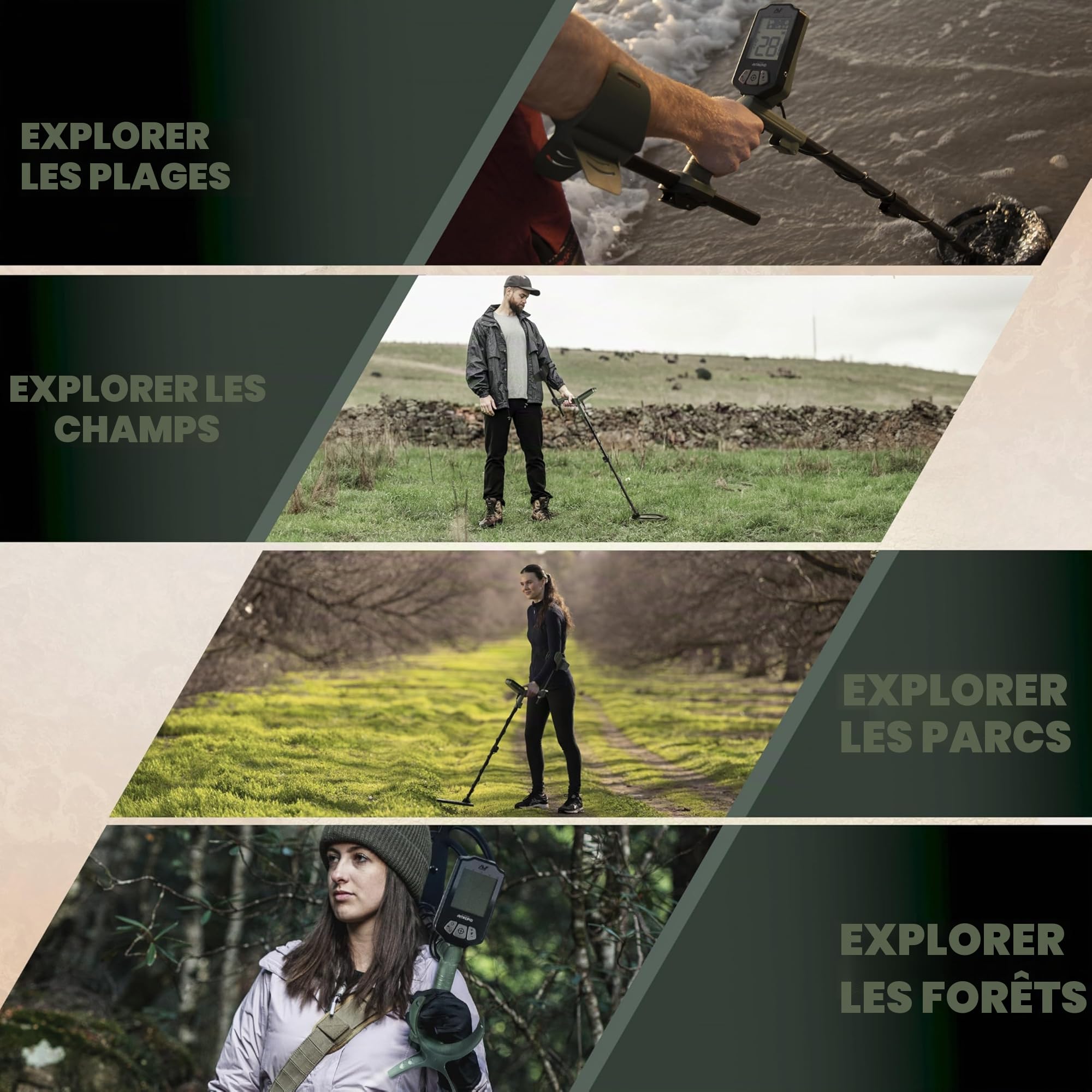 Détecteur de métaux Professionnel Tout-Terrain Minelab X-Terra Intrepid pour Adultes et Enfants - avec Bobine étanche - 2 Modes de détection et Identification Claire des cibles