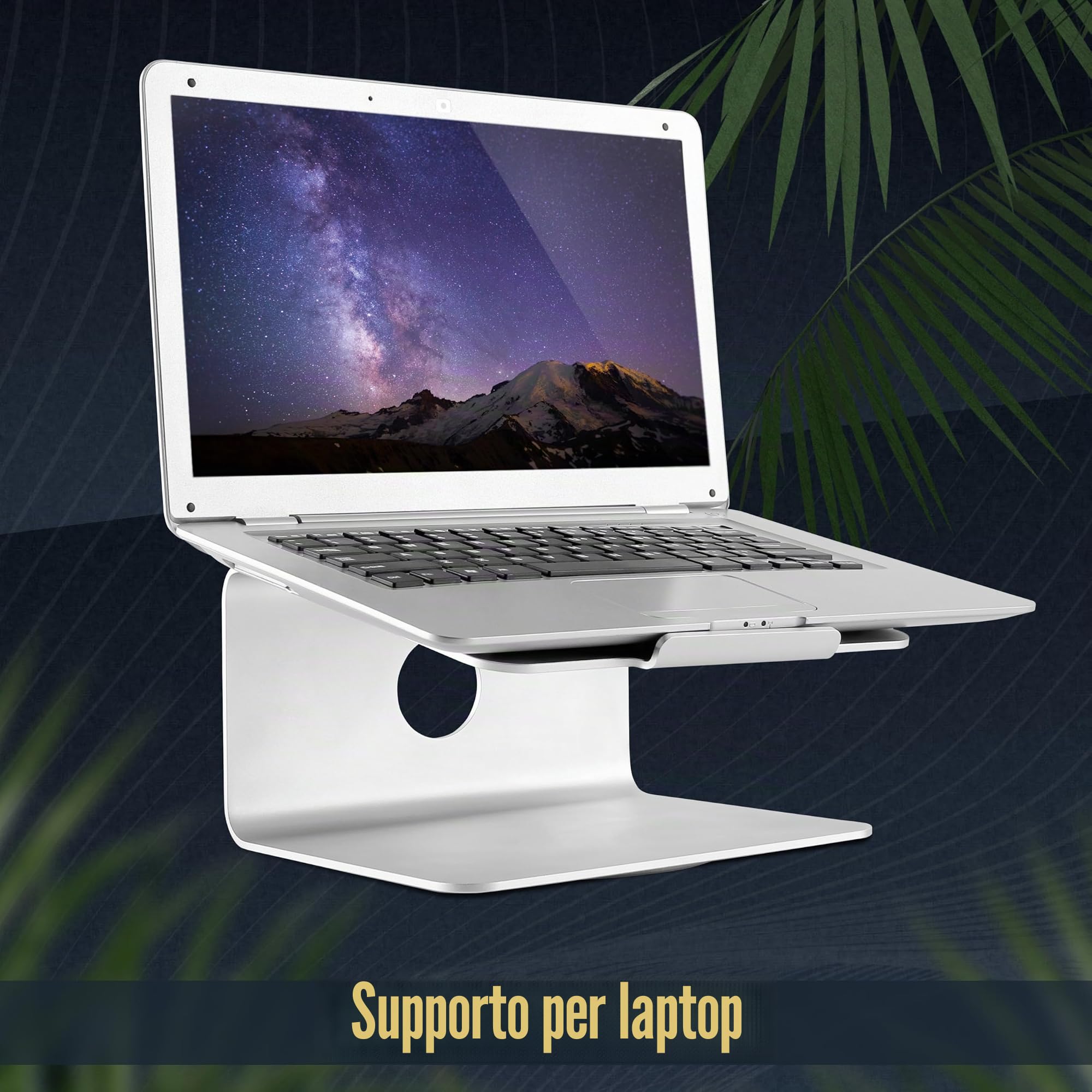 RICOO Supporto PC portatile MTS-02 Rialzo laptop per scrivania Compatibile con Mac-Book Piedistallo da tavolo Per schermo notebook Argenteo